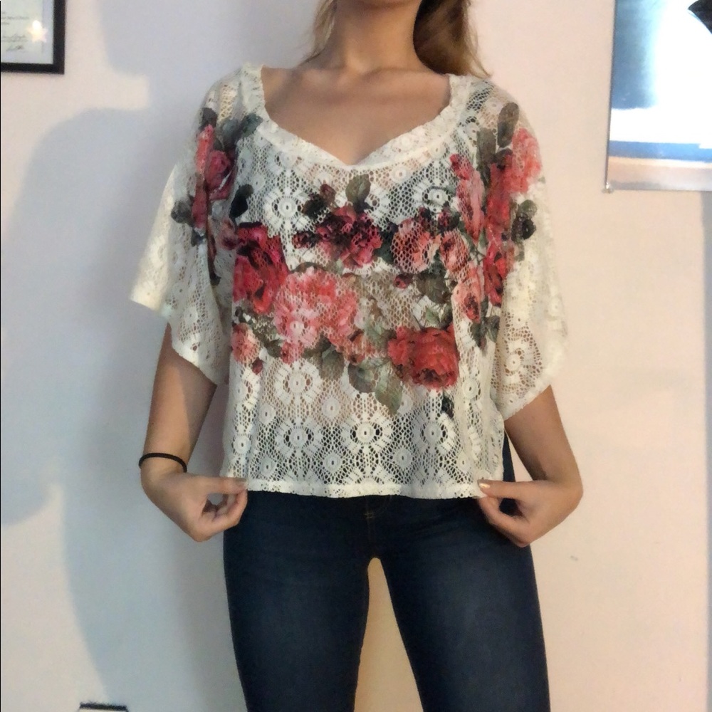 LAST WEEK AVAILABLE - Crochet Floral Poncho Top